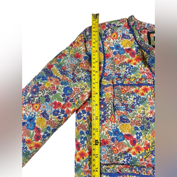 J.Crew Liberty London Floral Quilted Jacket Blue Stripe Lining 00 - Picture 6 of 14